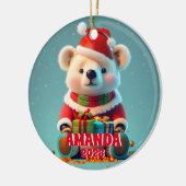 Teddy Bear Christmas Personalisiert Kids Foto Keramik Ornament (Links)