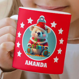 Teddy Bear Christmas Red Kids Hot Chocolate Tasse