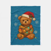 Teddy Bear Christmas Tree Lights Santa Hat For Bea Fleecedecke (Vorderseite)