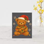 Teddy Bear Christmas Tree Lights Santa Hat For Bea Karte (Gelbe Blume)