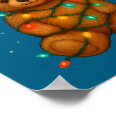 Teddy Bear Christmas Tree Lights Santa Hat For Bea Poster (Ecke)
