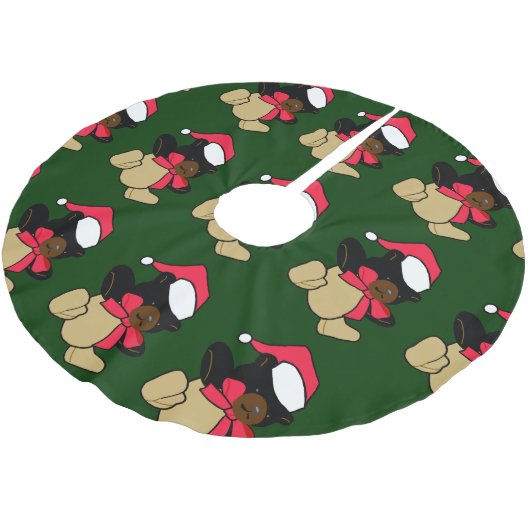 Teddy Bear Christmas Tree Skirt Polyester Weihnachtsbaumdecke (Schrägansicht)