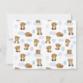 Teddy Bear Classic Script Blaues Babyshower Dankeskarte (Rückseite)