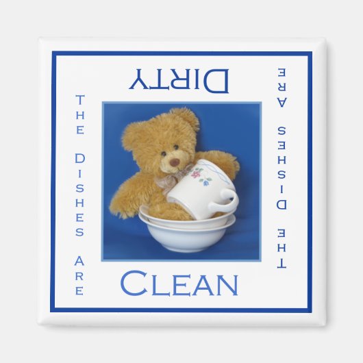 Teddy Bear Clean oder Dirty Disshwasher Magnet (Vorne)