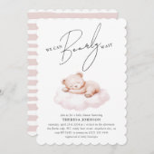 Teddy Bear Cloud Bearly Wait Girl Baby Dusche Einladung (Vorne/Hinten)