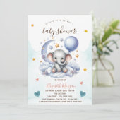 Teddy Bear Cloud Moon Stars Babydusche Einladung (Stehend Vorderseite)