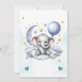 Teddy Bear Cloud Moon Stars Babydusche Einladung (Rückseite)