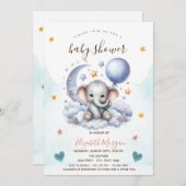 Teddy Bear Cloud Moon Stars Babydusche Einladung (Vorne/Hinten)