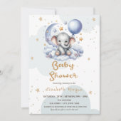 Teddy Bear Cloud Moon Stars Mailbox Babydusche Einladung (Vorderseite)