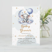 Teddy Bear Cloud Moon Stars Mailbox Babydusche Einladung (Stehend Vorderseite)