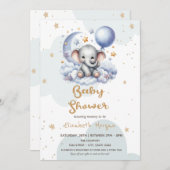 Teddy Bear Cloud Moon Stars Mailbox Babydusche Einladung (Vorne/Hinten)
