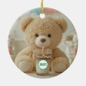 Teddy Bear Coffee 2025 Christmas Keramik Ornament (Hinten)