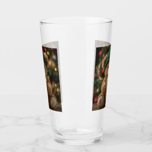 Teddy Bear Coffee Christmas Glas (Links)