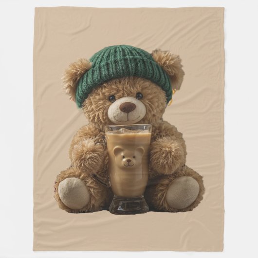 Teddy Bear Cold Brew  Fleecedecke (Vorderseite)