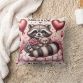 Teddy Bear Cuddles Raccoon Valentines Kissen (Decke)
