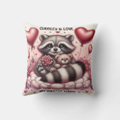 Teddy Bear Cuddles Raccoon Valentines Kissen (Rückseite)