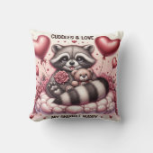 Teddy Bear Cuddles Raccoon Valentines Kissen (Vorderseite)