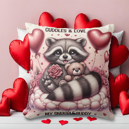 Teddy Bear Cuddles Raccoon Valentines Kissen
