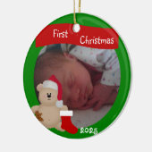 Teddy Bear Custom First Christmas Ornament (Links)
