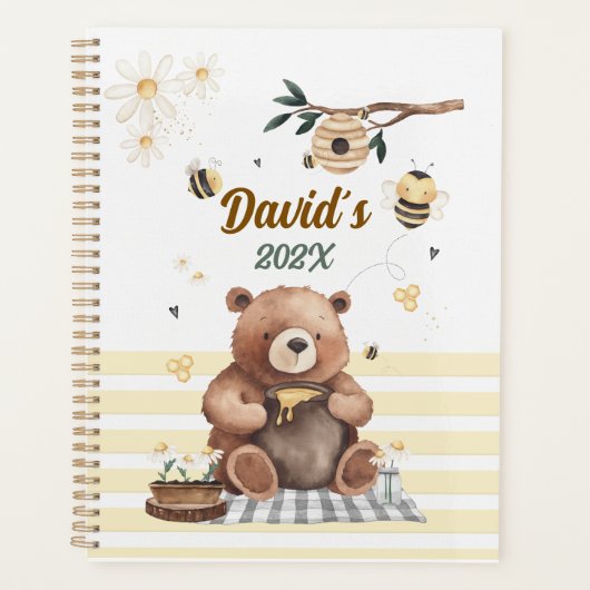 Teddy bear cute school planner with honey pot planer (Vorderseite)