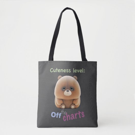 Teddy Bear Cuteness Level Niedlich Adortable Funny Tasche (Vorderseite)