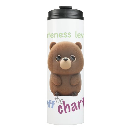 Teddy Bear Cuteness Level Niedlich Adortable Funny Thermosbecher (Vorderseite)