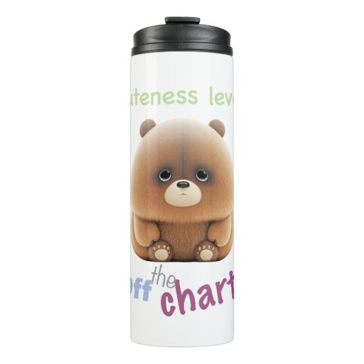 Teddy Bear Cuteness Level Niedlich Adortable Funny Thermosbecher (Vorderseite)