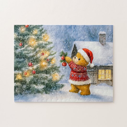 Teddy Bear Dekorieren eines Weihnachtsbaumes im Sc Puzzle (Horizontal)