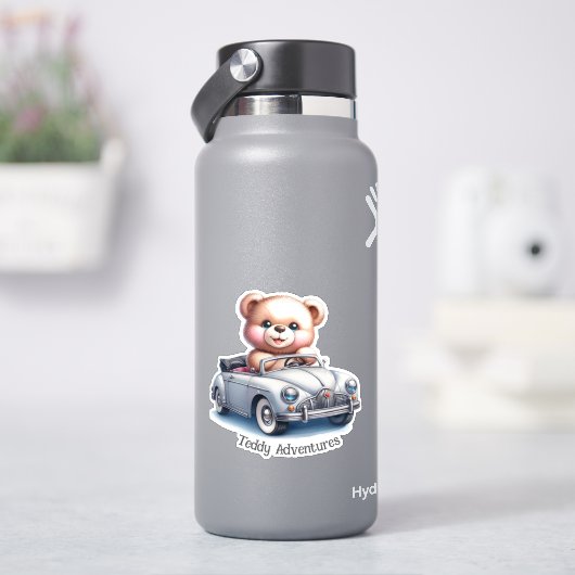 Teddy Bear, der ein konvertibles Auto fährt Aufkleber (HydroFlask)