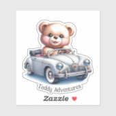 Teddy Bear, der ein konvertibles Auto fährt Aufkleber (Blatt)