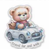 Teddy Bear, der ein konvertibles Auto fährt Aufkleber (Vorderseite)