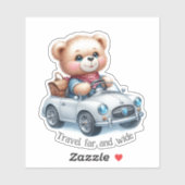 Teddy Bear, der ein konvertibles Auto fährt Aufkleber (Blatt)