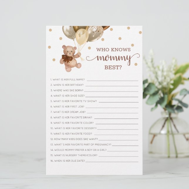 Teddy Bear, der Mommy Best Baby Shower kennt (Stehend Vorderseite)