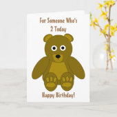 Teddy Bear Design 2. Geburtstag Karte (Gelbe Blume)