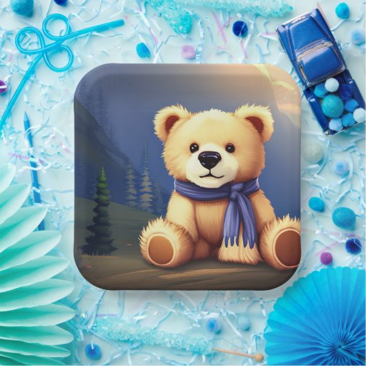Teddy Bear Design Paper Plate Pappteller (Party)