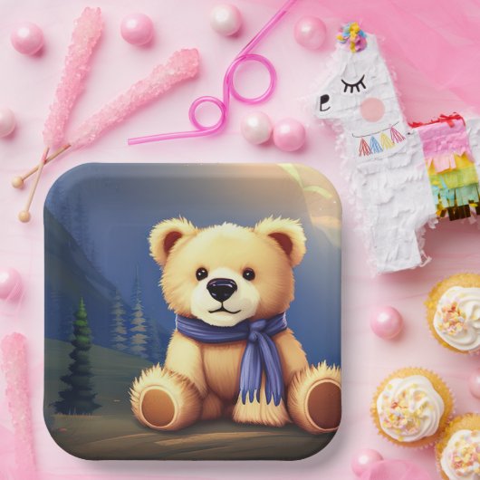 Teddy Bear Design Paper Plate Pappteller (Party)