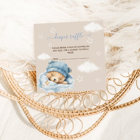 Teddy Bear Diaper Raffle Baby Boy Dusche Begleitkarte