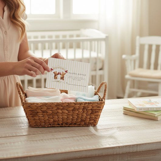 Teddy Bear Diaper Raffle Enclosure Card Begleitkarte