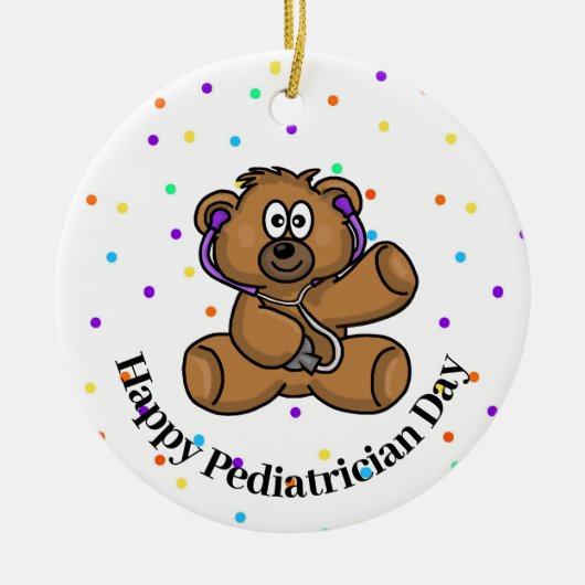 Teddy Bear Doctor Pädiatrier Name Ornament (Vorne)