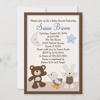 Teddy Bear Duckie Bunny Baby Shower Einladung