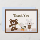 Teddy Bear Duckie Bunny Danke Karte (Vorne/Hinten)