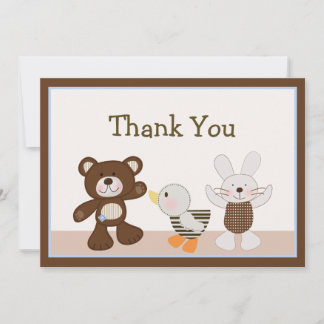 Teddy Bear Duckie Bunny Danke Karte