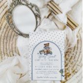 Teddy Bear Dusty Blue Berry Sweet Baby Dusche Einladung