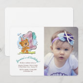 Teddy Bear Ein Jahr alt Foto Einladung (Vorne/Hinten)