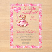 Teddy Bear eine kleine Sweetheart Girl Baby Dusche Acryleinladungen (Vorderseite)
