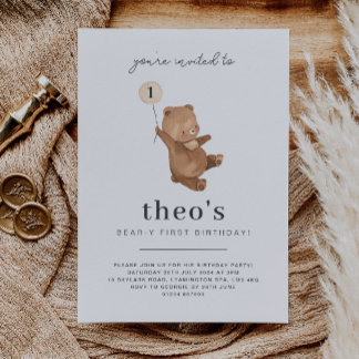 Teddy Bear Einladung zum ersten Geburtstag