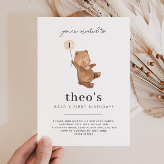 Teddy Bear Einladung zum ersten Geburtstag