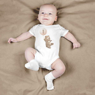 Teddy Bear Einladung zum ersten Geburtstag Baby Strampler