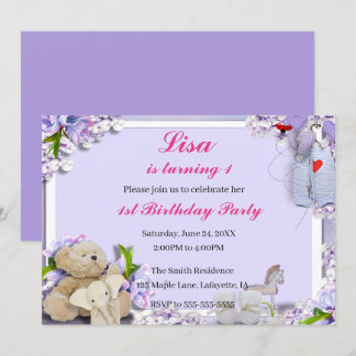 Teddy Bear Elephant Horse Birthday Party Einladung