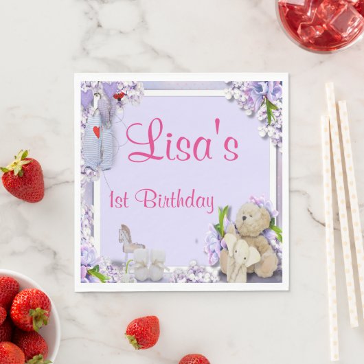 Teddy Bear Elephant Horse Birthday Party Serviette (Beispiel)